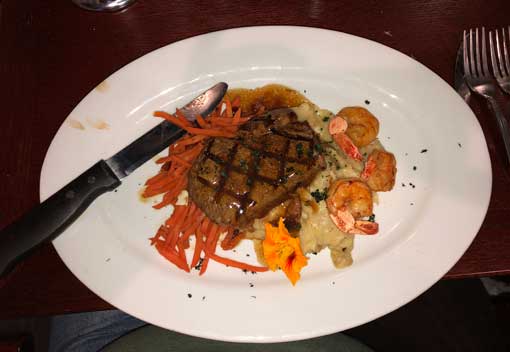 Eden Restaurant Steak with Shrimp